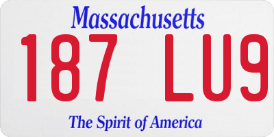 MA license plate 187LU9