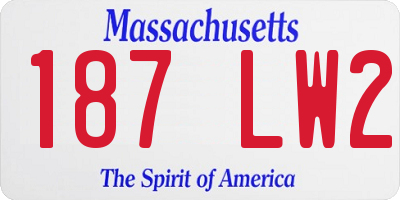 MA license plate 187LW2