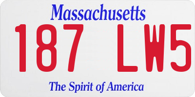 MA license plate 187LW5