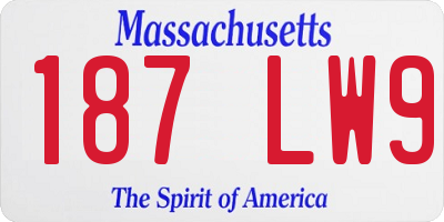 MA license plate 187LW9