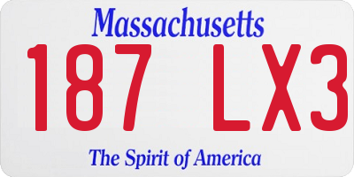 MA license plate 187LX3