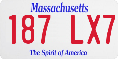 MA license plate 187LX7
