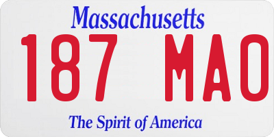 MA license plate 187MA0