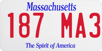 MA license plate 187MA3