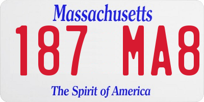 MA license plate 187MA8