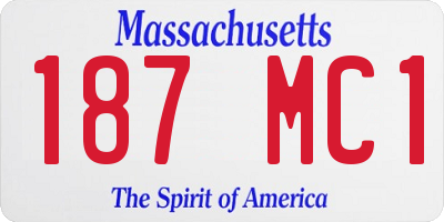 MA license plate 187MC1