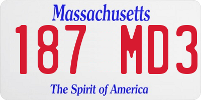 MA license plate 187MD3