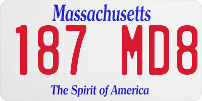 MA license plate 187MD8