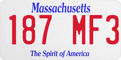 MA license plate 187MF3