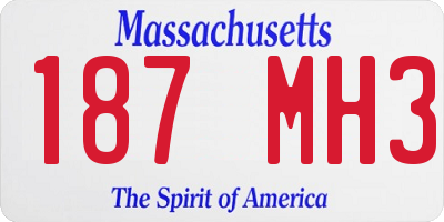 MA license plate 187MH3