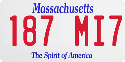 MA license plate 187MI7