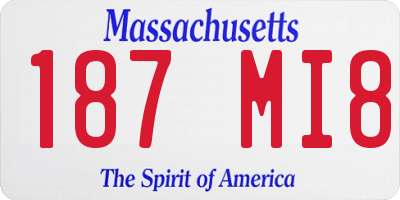 MA license plate 187MI8