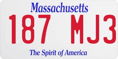 MA license plate 187MJ3