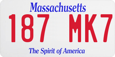 MA license plate 187MK7