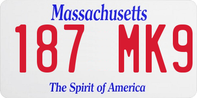 MA license plate 187MK9