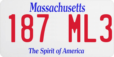 MA license plate 187ML3