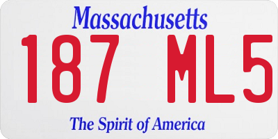MA license plate 187ML5