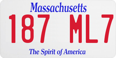 MA license plate 187ML7