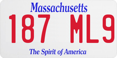 MA license plate 187ML9