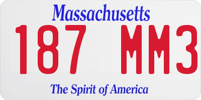MA license plate 187MM3