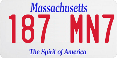 MA license plate 187MN7