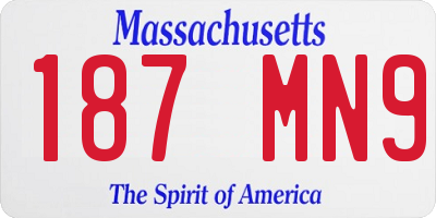 MA license plate 187MN9