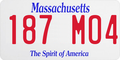 MA license plate 187MO4