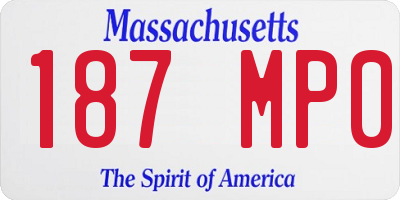 MA license plate 187MP0