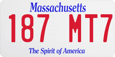 MA license plate 187MT7