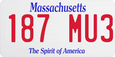 MA license plate 187MU3