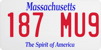 MA license plate 187MU9