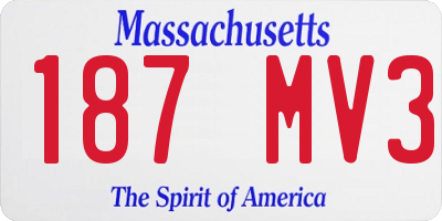 MA license plate 187MV3