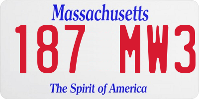 MA license plate 187MW3