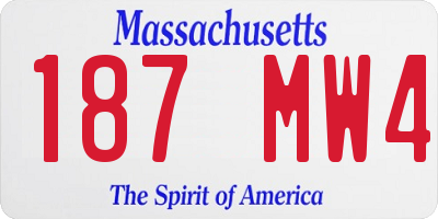 MA license plate 187MW4