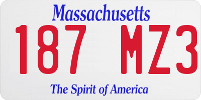 MA license plate 187MZ3