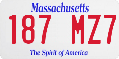 MA license plate 187MZ7