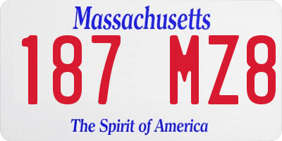 MA license plate 187MZ8