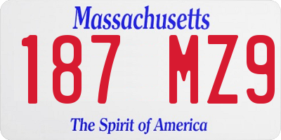 MA license plate 187MZ9