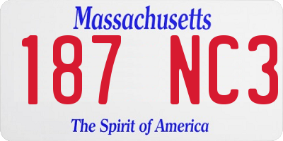 MA license plate 187NC3