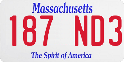 MA license plate 187ND3
