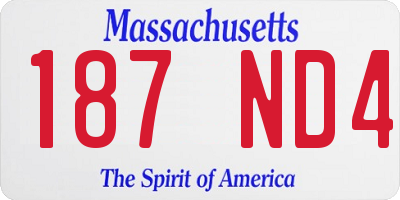 MA license plate 187ND4