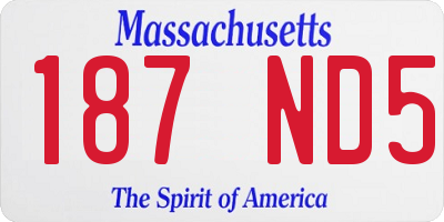 MA license plate 187ND5