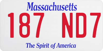 MA license plate 187ND7
