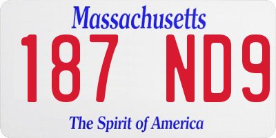 MA license plate 187ND9