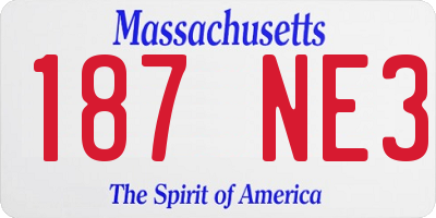 MA license plate 187NE3
