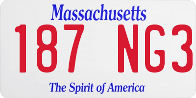 MA license plate 187NG3