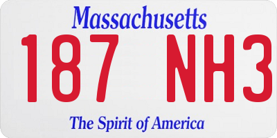 MA license plate 187NH3