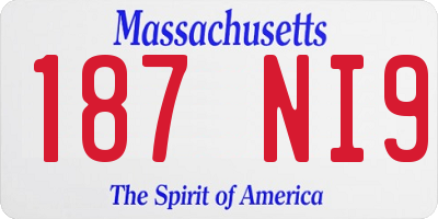 MA license plate 187NI9