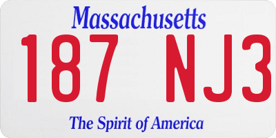 MA license plate 187NJ3