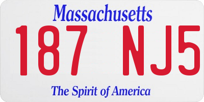 MA license plate 187NJ5